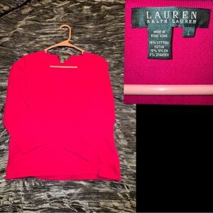 Lauren Ralph Lauren Hot Pink 3/4 Sleeve knit top